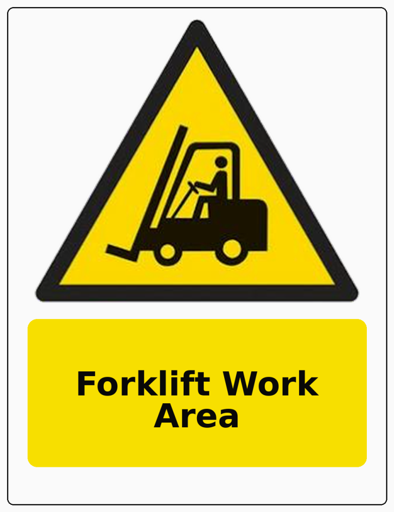 Forklift Work Area portrait forklift warning sticker