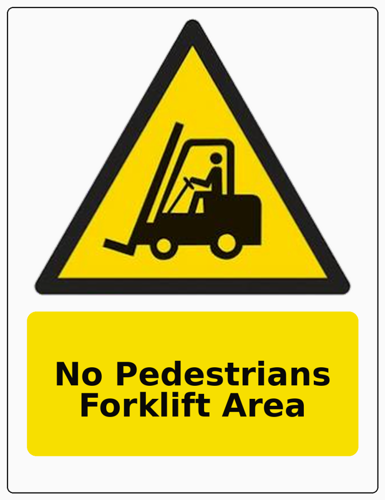 No Pedestrians Forklift Area portrait forklift warning sticker
