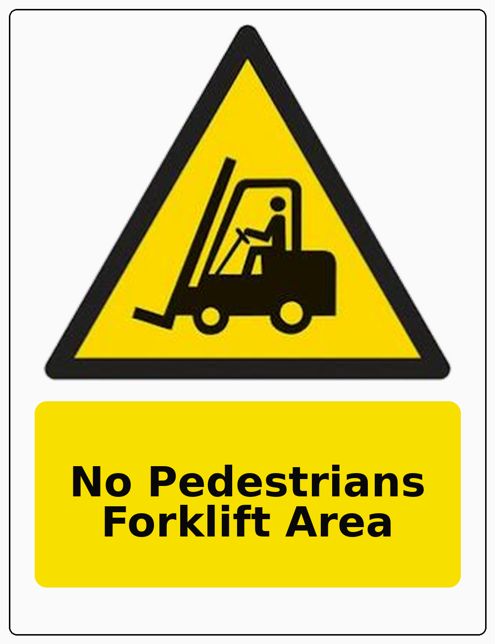 No Pedestrians Forklift Area portrait forklift warning sticker