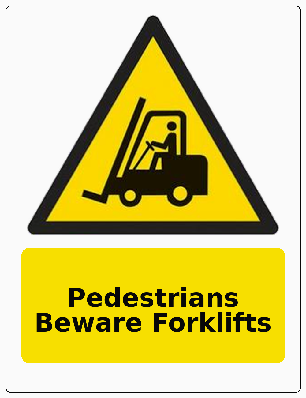Pedestrians Beware Forklifts portrait forklift warning sticker