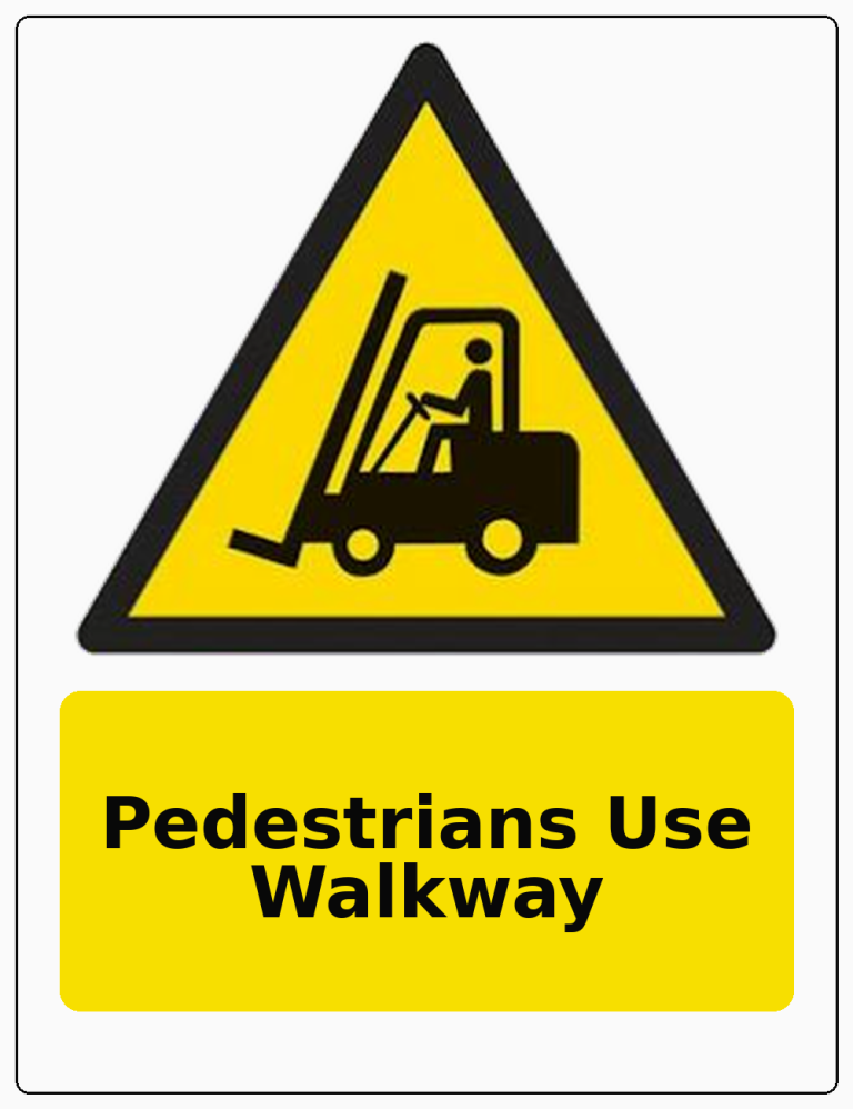 Pedestrians Use Walkway portrait forklift warning sticker