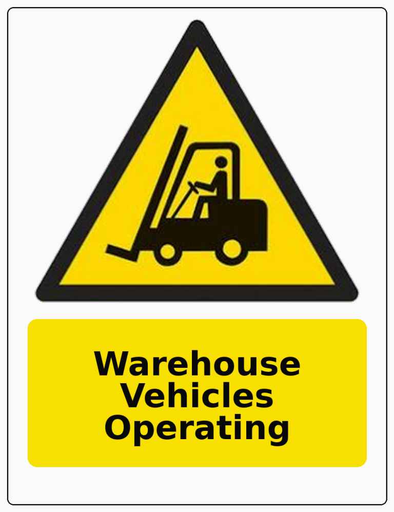 Warehouse Vehicles Operating portrait forklift warning sticker
