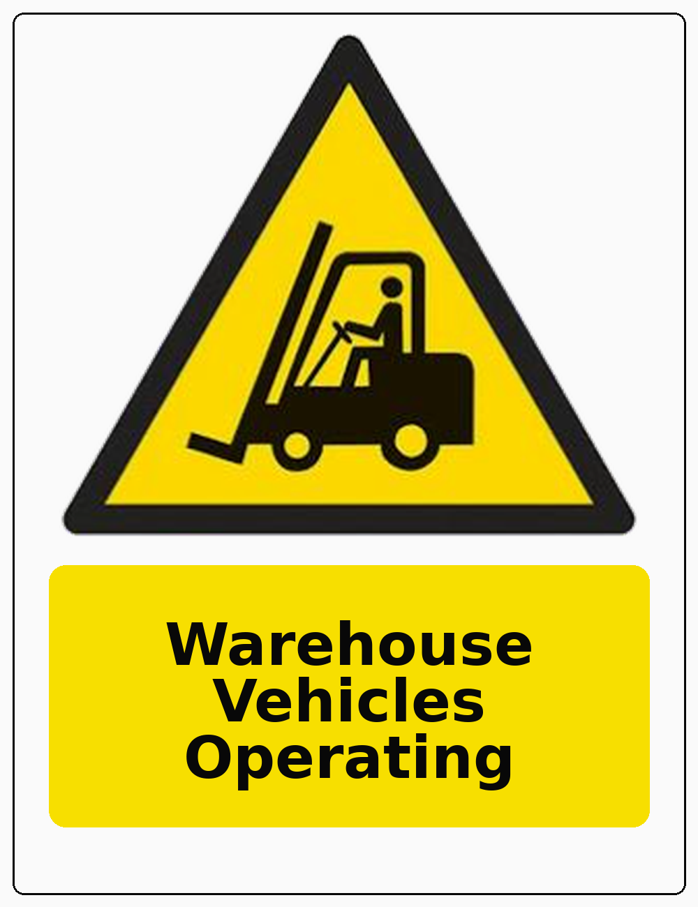Warehouse Vehicles Operating portrait forklift warning sticker
