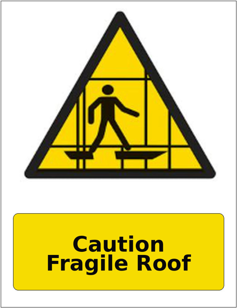 Caution Fragile Roof portrait fragile roof warning sticker