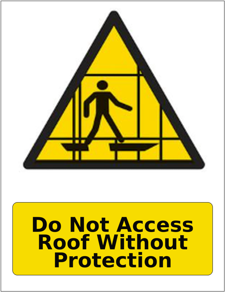 Do Not Access Roof Without Protection portrait fragile roof warning sticker