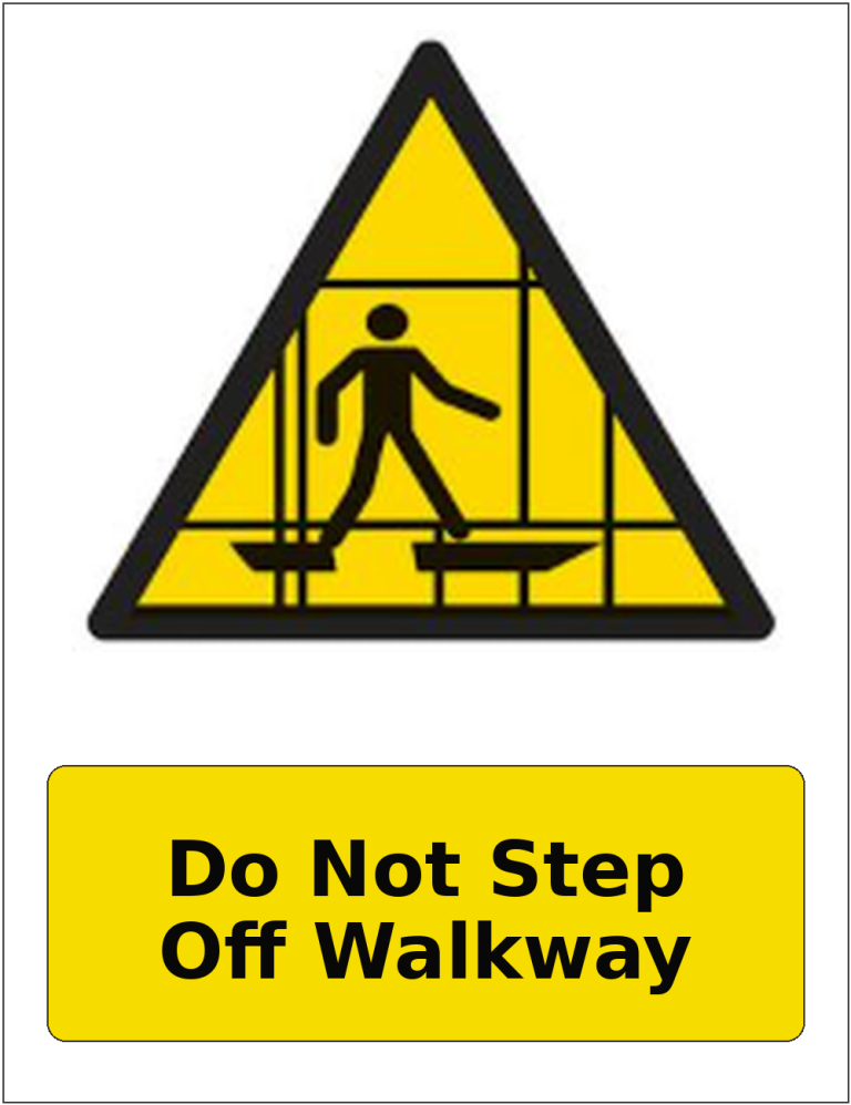 Do Not Step Off Walkway portrait fragile roof warning sticker