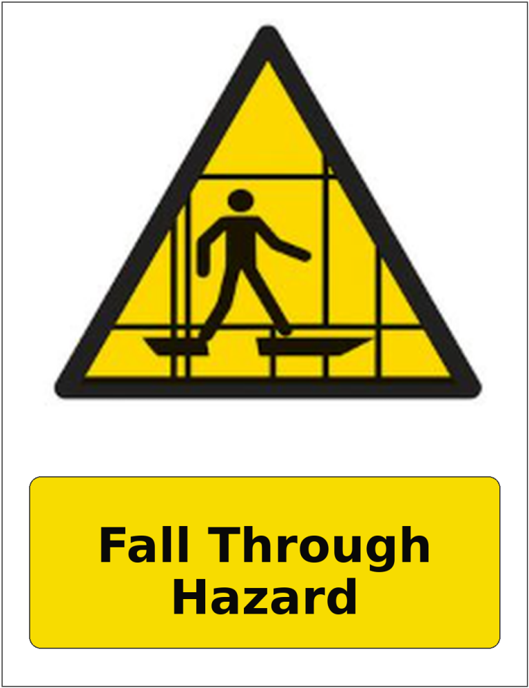 Fall Through Hazard portrait fragile roof warning sticker