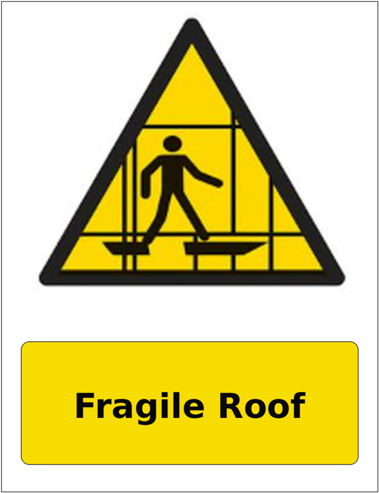Fragile Roof portrait fragile roof warning sticker