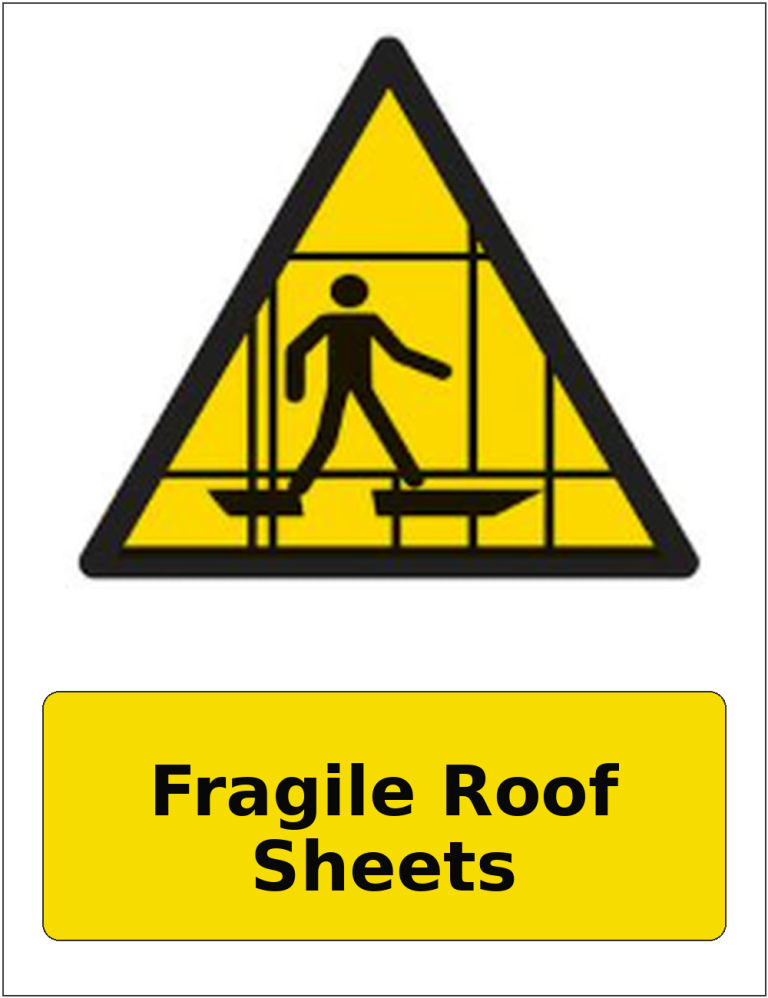 Fragile Roof Sheets portrait fragile roof warning sticker