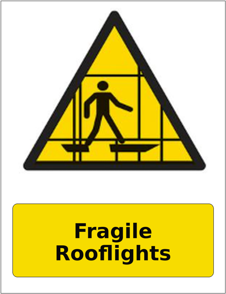 Fragile Rooflights portrait fragile roof warning sticker
