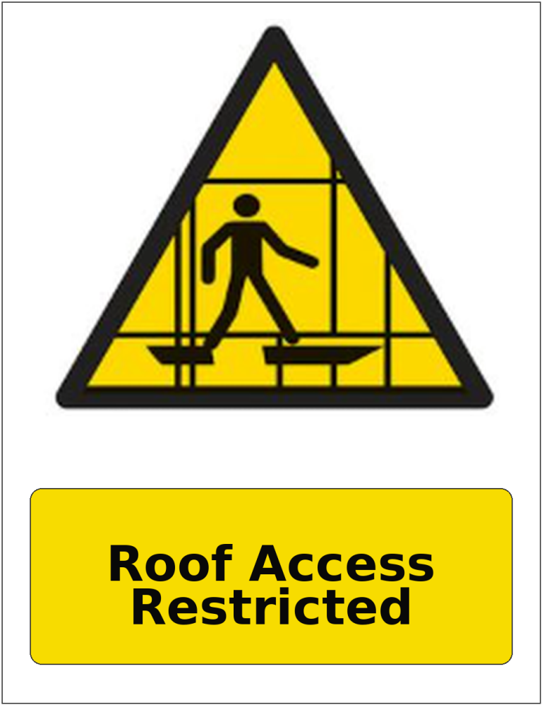 Roof Access Restricted portrait fragile roof warning sticker