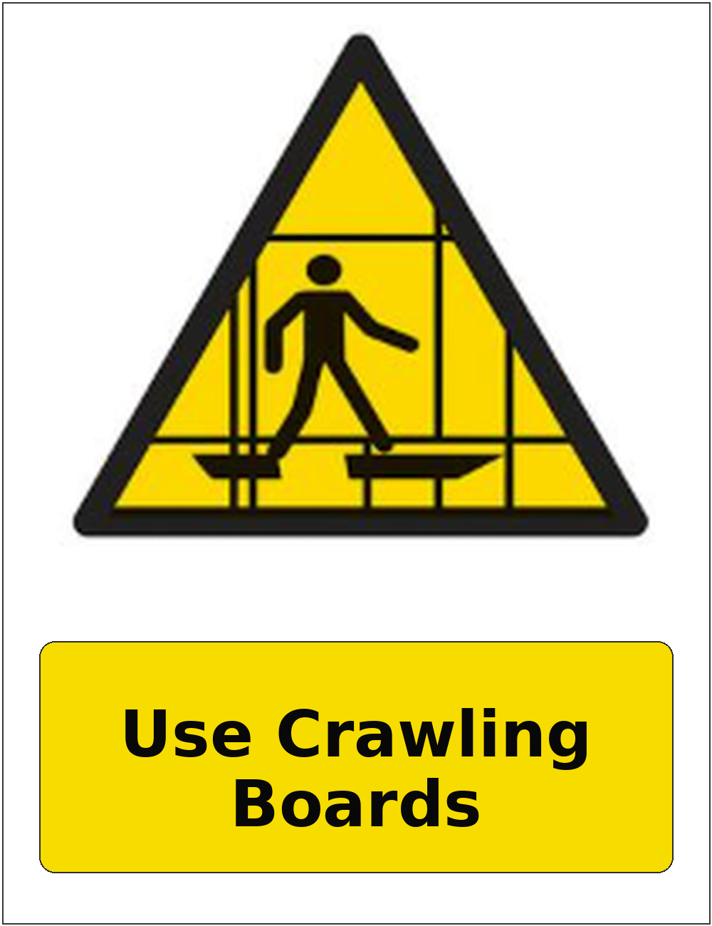 Use Crawling Boards portrait fragile roof warning sticker