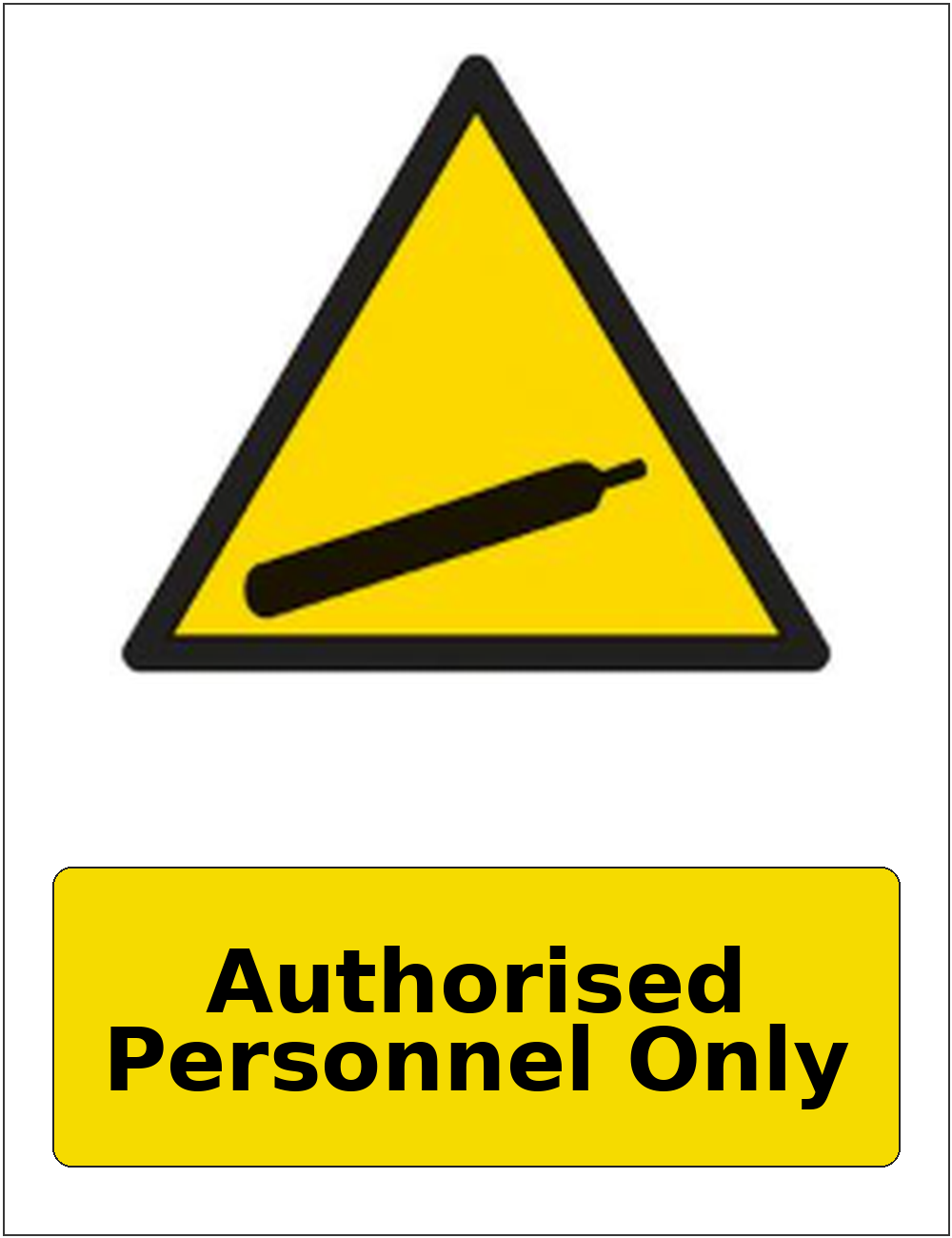 Authorised Personnel Only portrait gas-cylinder warning sticker