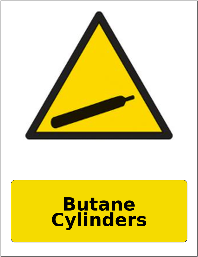 Butane Cylinders portrait gas-cylinder warning sticker