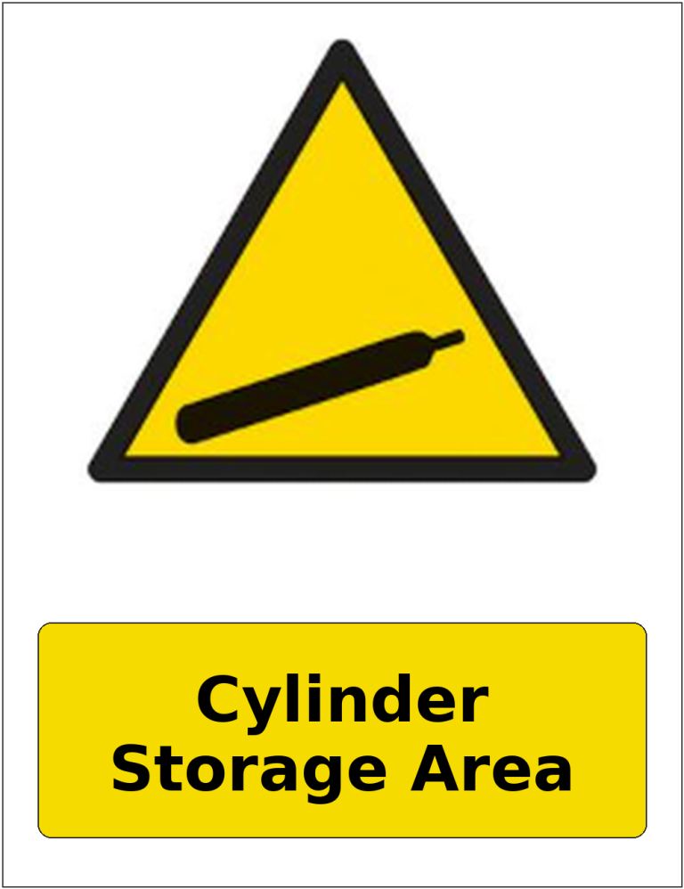 Cylinder Storage Area portrait gas-cylinder warning sticker