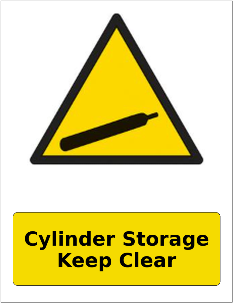 Cylinder Storage Keep Clear portrait gas-cylinder warning sticker