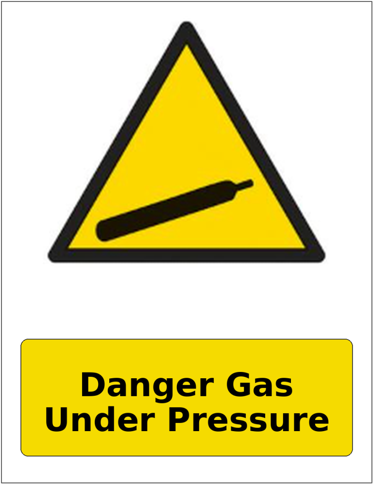 Danger Gas Under Pressure portrait gas-cylinder warning sticker