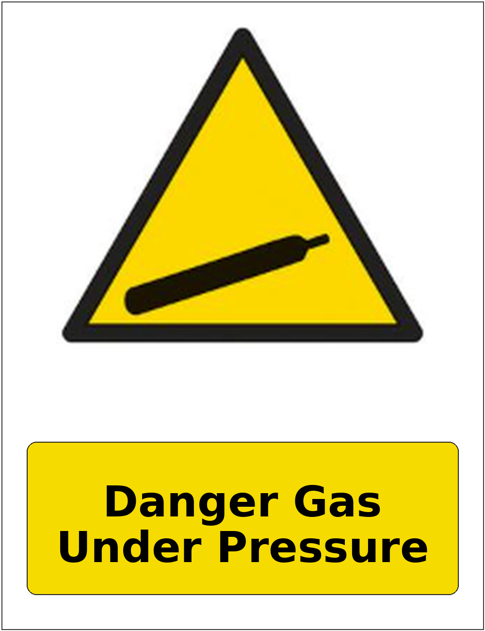 Danger Gas Under Pressure portrait gas-cylinder warning sticker