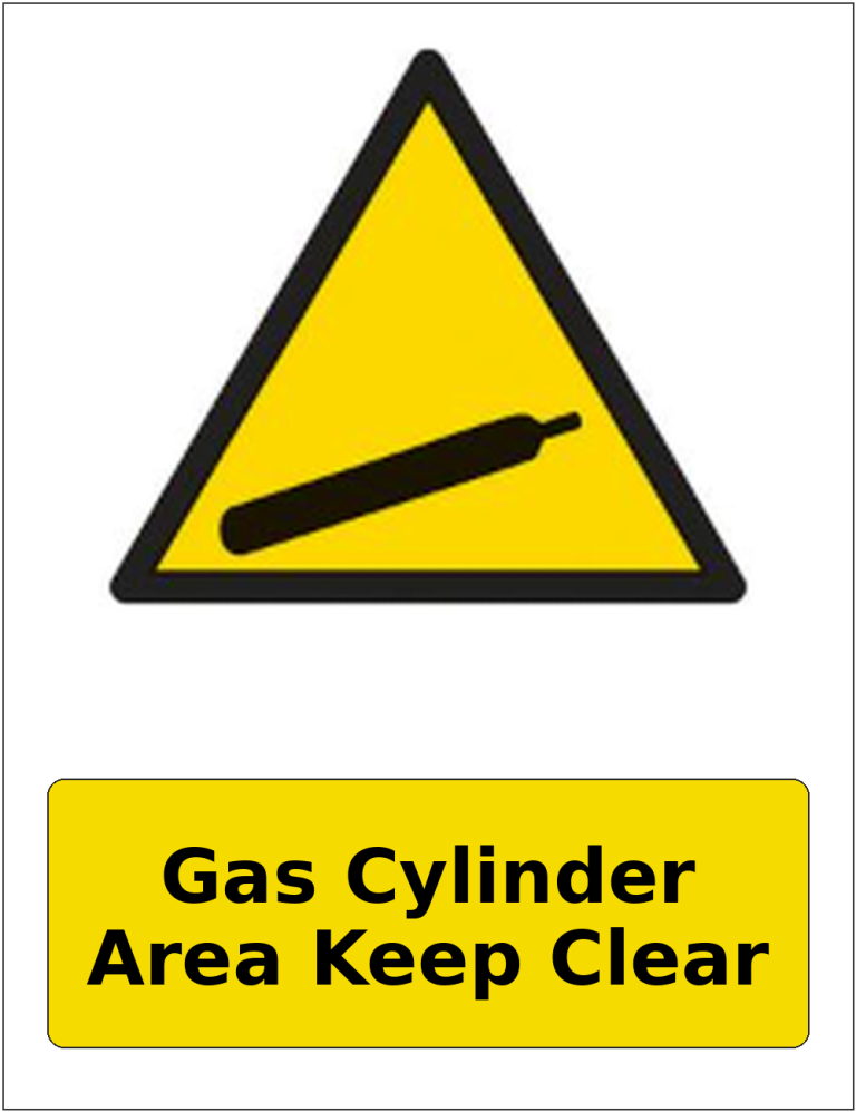 Gas Cylinder Area Keep Clear portrait gas-cylinder warning sticker