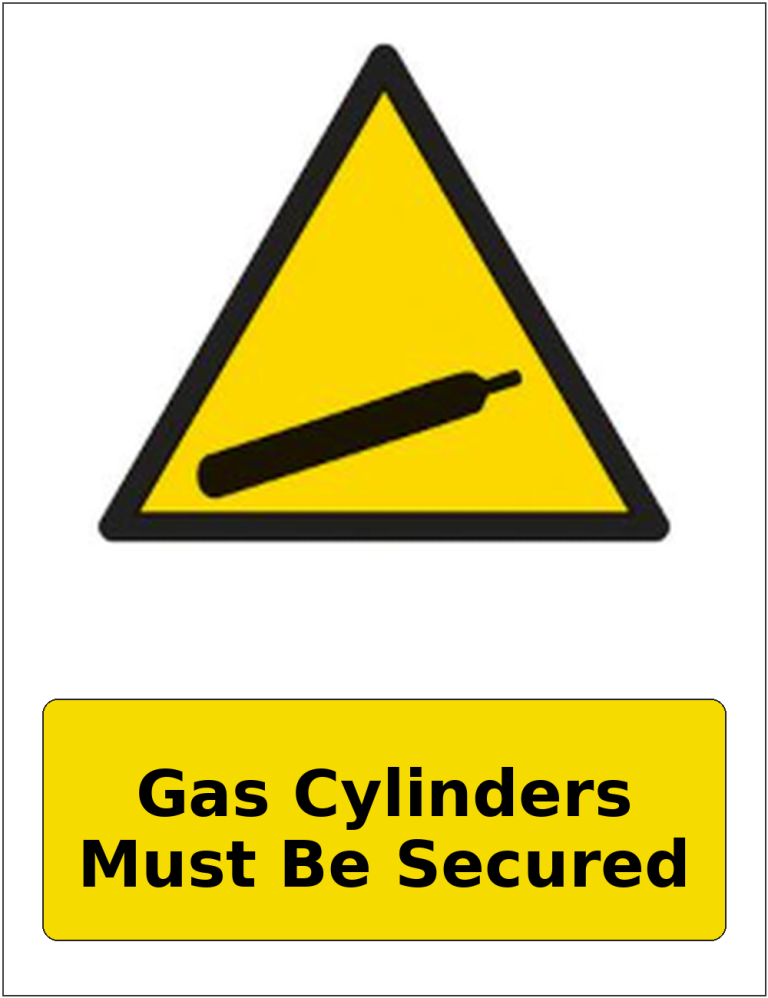 Gas Cylinders Must Be Secured portrait gas-cylinder warning sticker