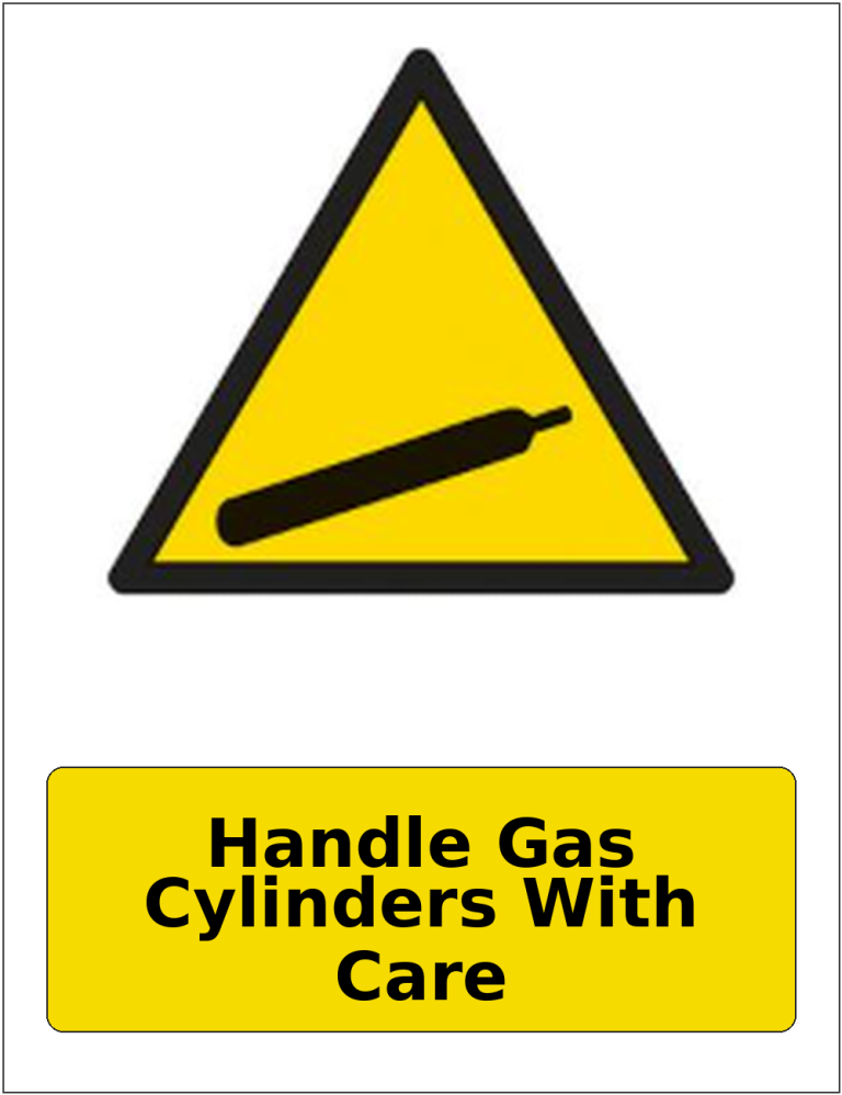 Handle Gas Cylinders With Care portrait gas-cylinder warning sticker