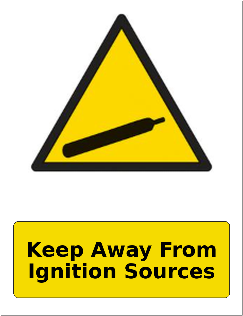 Keep Away From Ignition Sources portrait gas-cylinder warning sticker