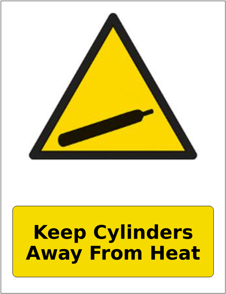 Keep Cylinders Away From Heat portrait gas-cylinder warning sticker