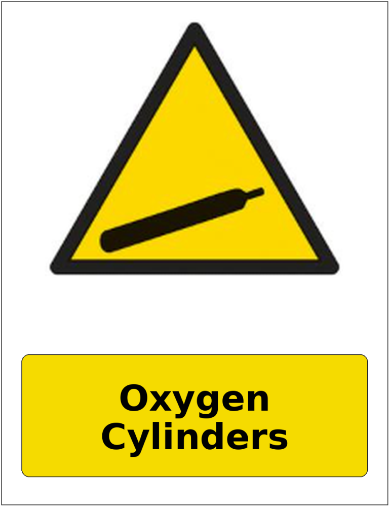 Oxygen Cylinders portrait gas-cylinder warning sticker