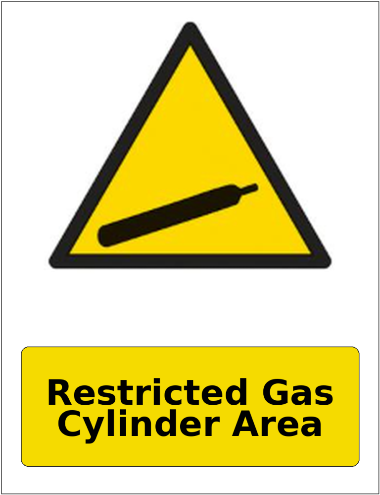 Restricted Gas Cylinder Area portrait gas-cylinder warning sticker