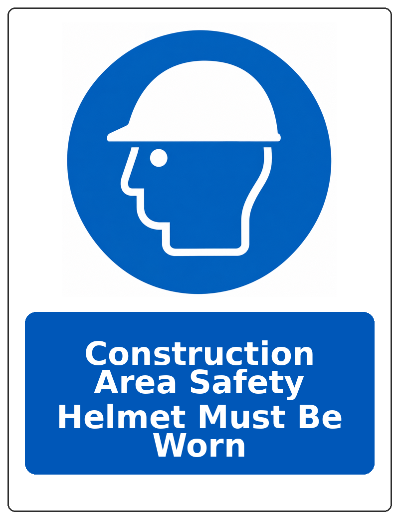 Construction Area Safety Helmet Must Be Worn portrait head protection mandatory sticker