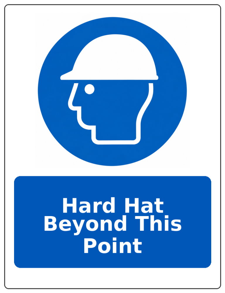 Hard Hat Beyond This Point portrait head protection mandatory sticker