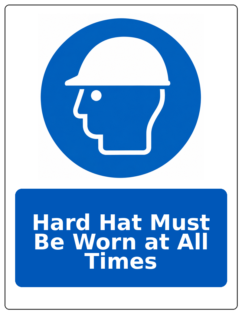 Hard Hat Must Be Worn at All Times portrait head protection mandatory sticker