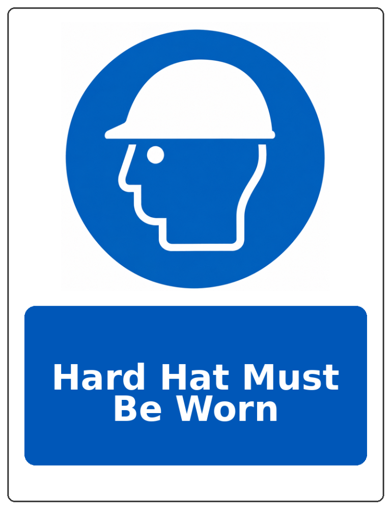 Hard Hat Must Be Worn portrait head protection mandatory sticker
