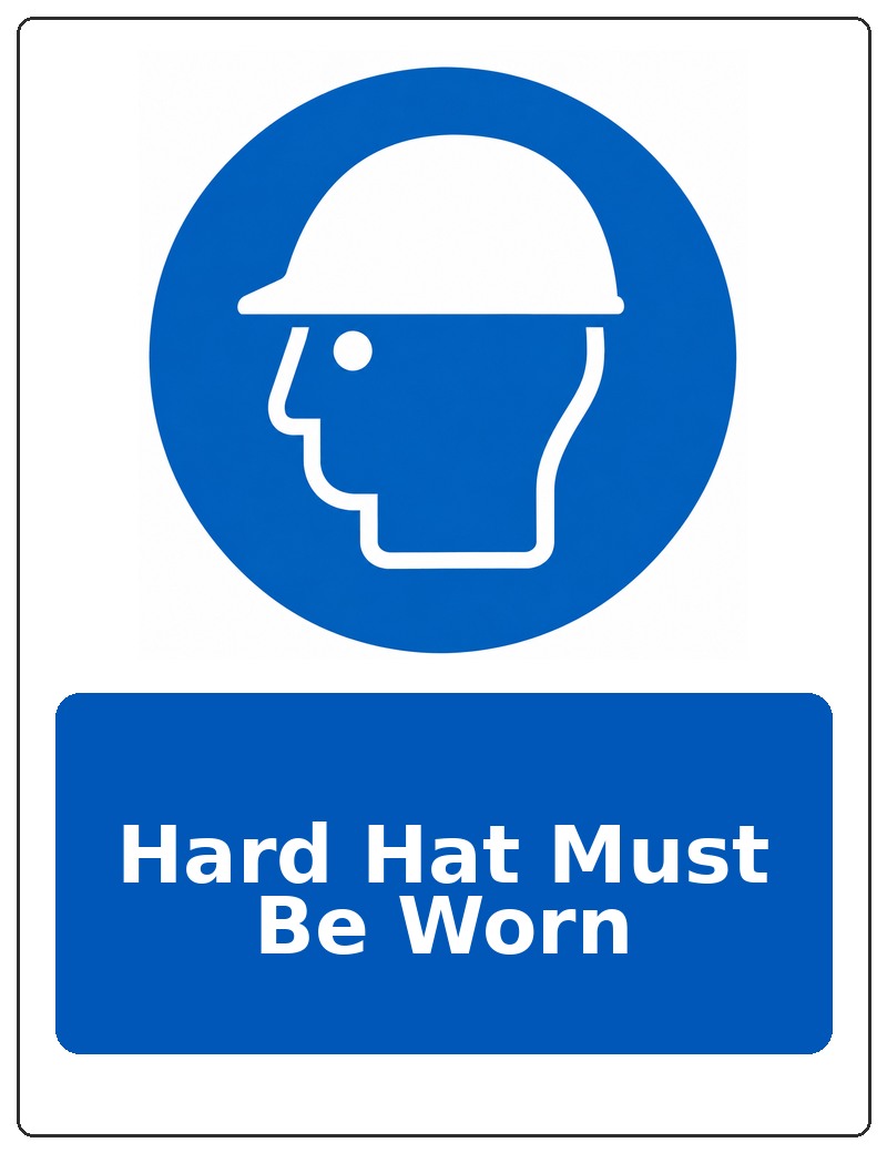 Hard Hat Must Be Worn portrait head protection mandatory sticker