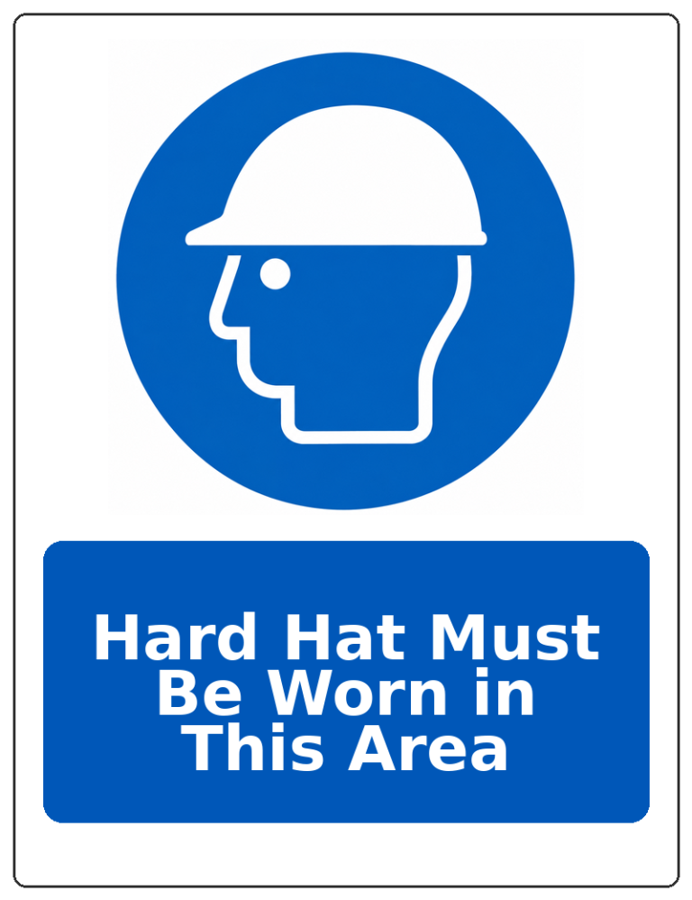 Hard Hat Must Be Worn in This Area portrait head protection mandatory sticker