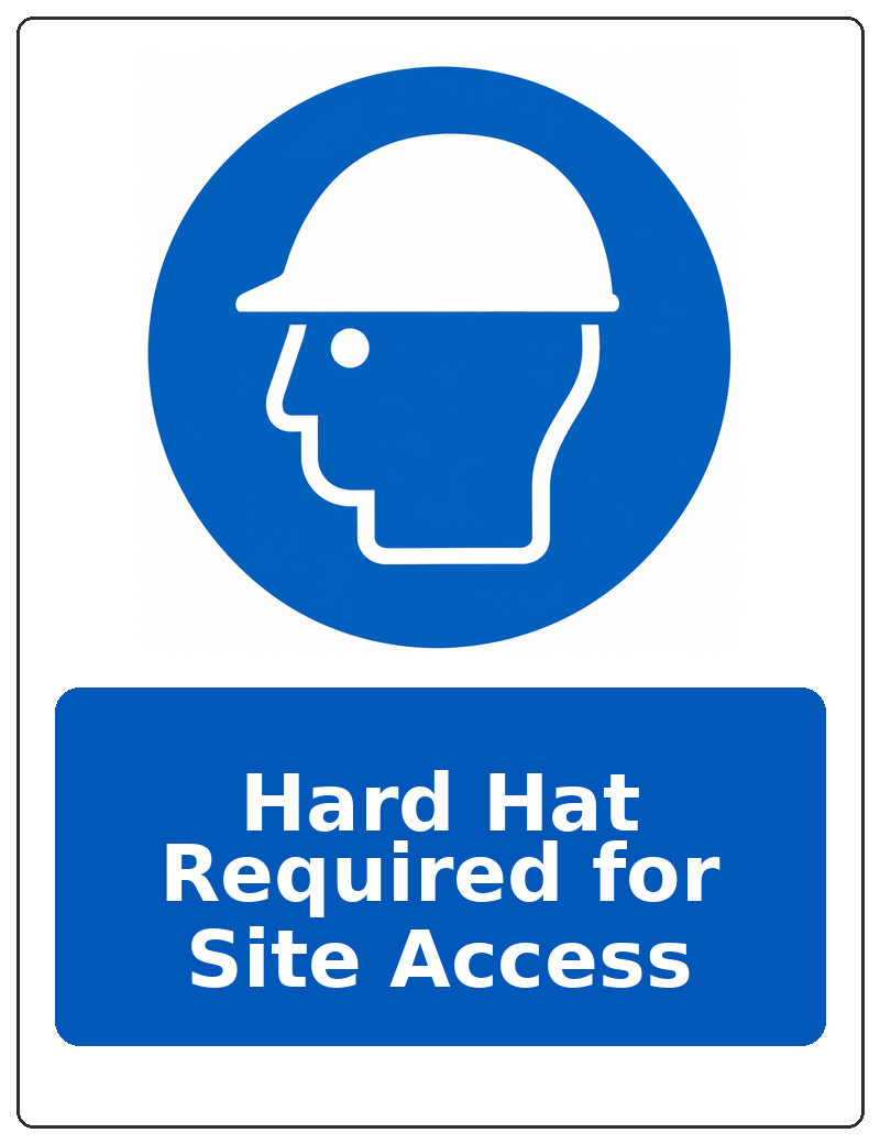 Hard Hat Required for Site Access portrait head protection mandatory sticker