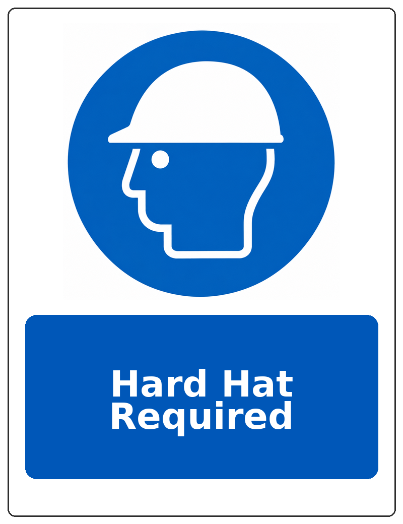 Hard Hat Required portrait head protection mandatory sticker