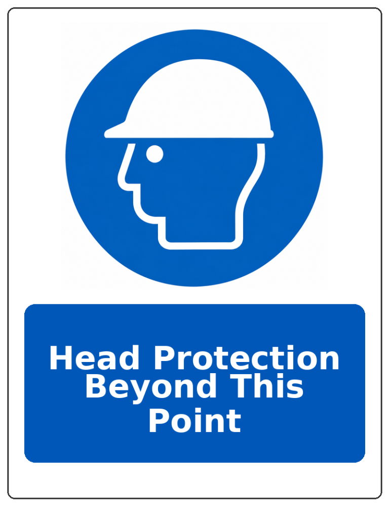 Head Protection Beyond This Point portrait head protection mandatory sticker