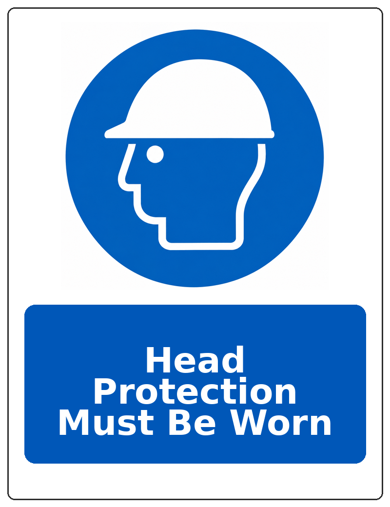 Head Protection Must Be Worn portrait head protection mandatory sticker
