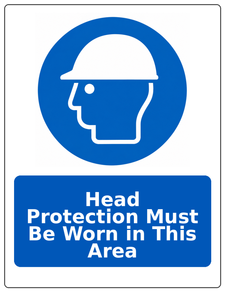 Head Protection Must Be Worn in This Area portrait head protection mandatory sticker