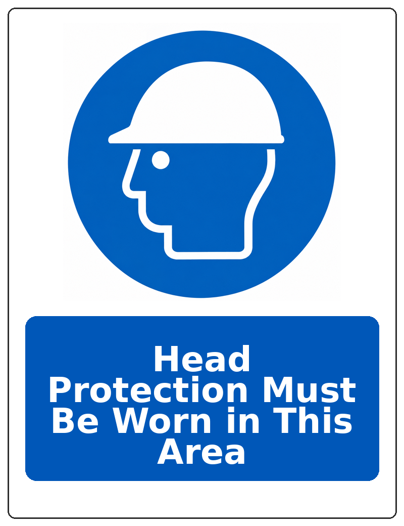 Head Protection Must Be Worn in This Area portrait head protection mandatory sticker
