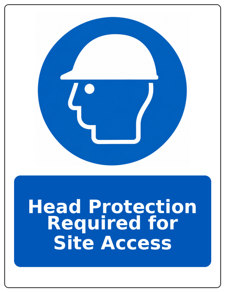 Head Protection Required for Site Access portrait head protection mandatory sticker