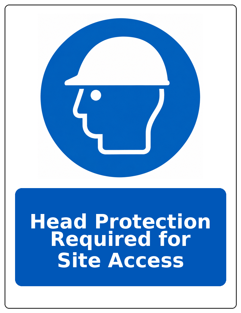 Head Protection Required for Site Access portrait head protection mandatory sticker