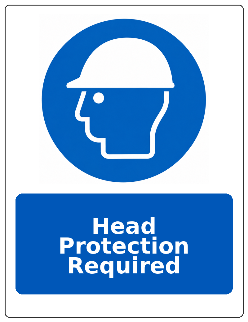 Head Protection Required portrait head protection mandatory sticker