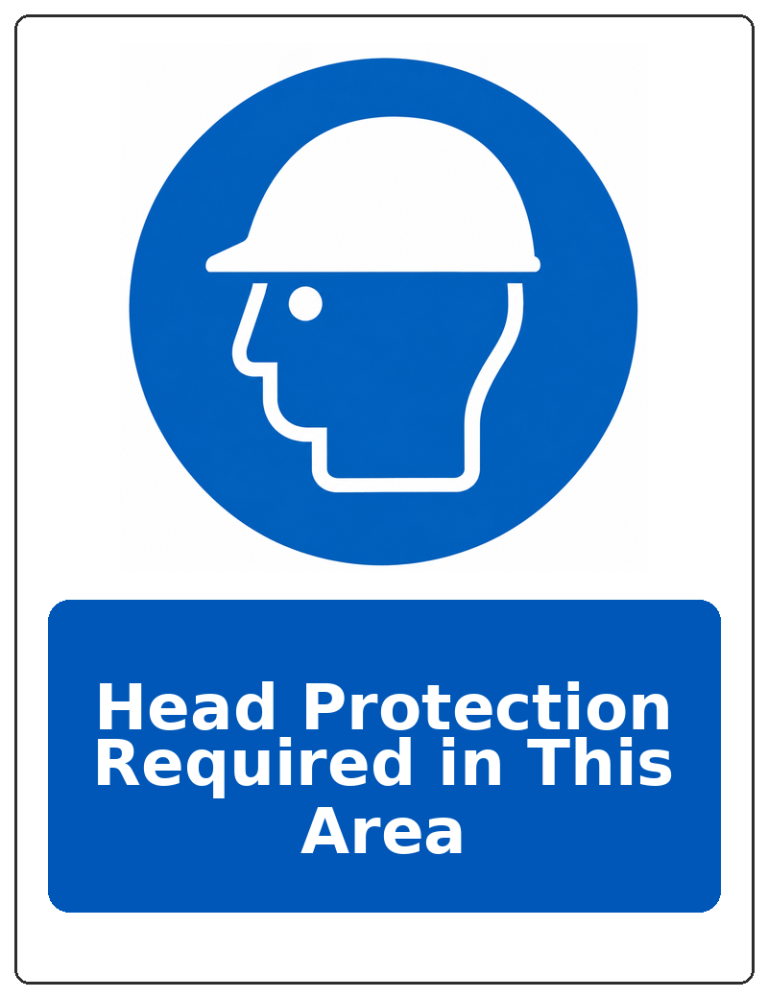 Head Protection Required in This Area portrait head protection mandatory sticker