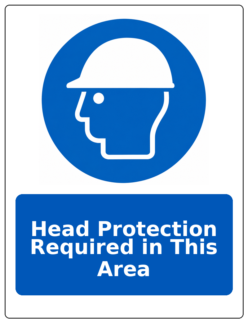Head Protection Required in This Area portrait head protection mandatory sticker