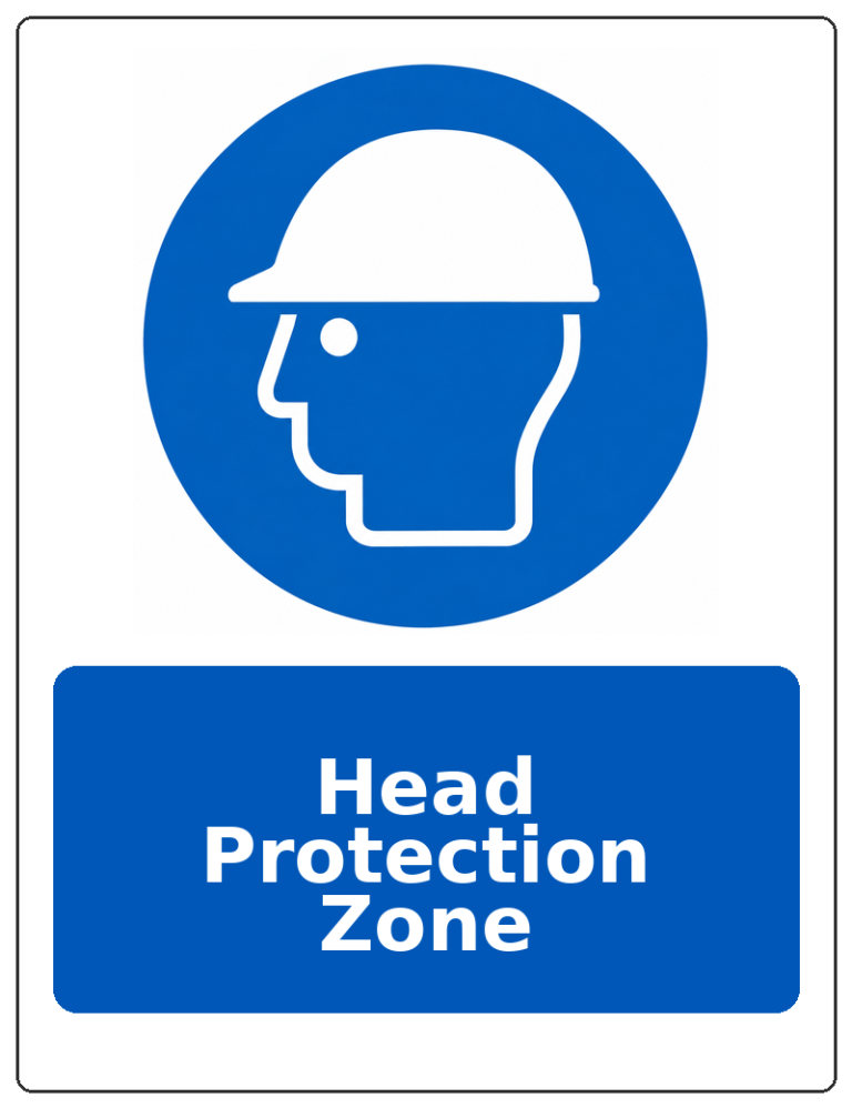 Head Protection Zone portrait head protection mandatory sticker