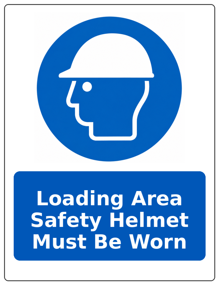Loading Area Safety Helmet Must Be Worn portrait head protection mandatory sticker