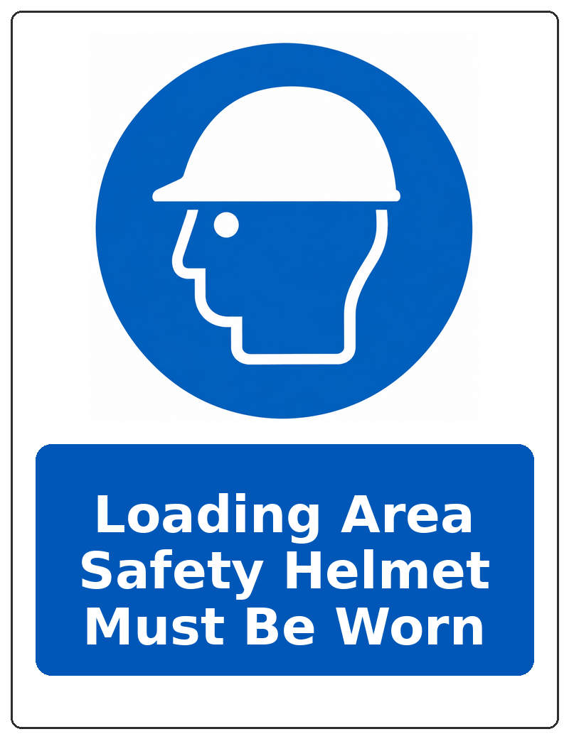 Loading Area Safety Helmet Must Be Worn portrait head protection mandatory sticker