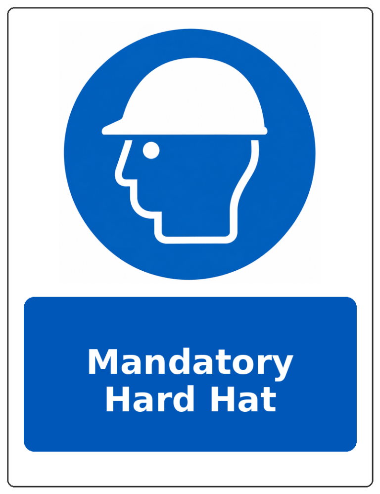 Mandatory Hard Hat portrait head protection mandatory sticker